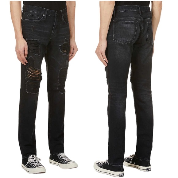 FRAME Men’s Jeans L’Homme Distressed Slim-Fit size 29 Black - Picture 1 of 11